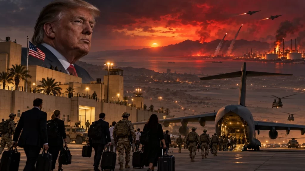 Cinematic Desert Evacuation at Sunset